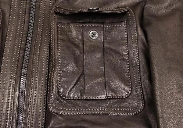 ディーアンドジーD&G ポケットデザインキルトライニングラムレザーブルゾン 焦げ茶46 K-156292_006
