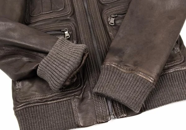 ディーアンドジーD&G ポケットデザインキルトライニングラムレザーブルゾン 焦げ茶46 K-156292_008