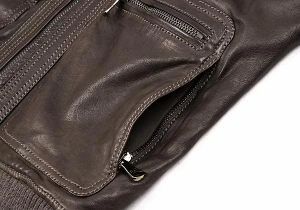 ディーアンドジーD&G ポケットデザインキルトライニングラムレザーブルゾン 焦げ茶46 K-156292_011