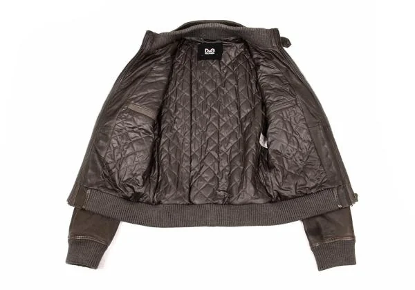 ディーアンドジーD&G ポケットデザインキルトライニングラムレザーブルゾン 焦げ茶46 K-156292_012