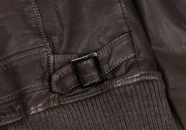 ディーアンドジーD&G ポケットデザインキルトライニングラムレザーブルゾン 焦げ茶46 K-156292_014