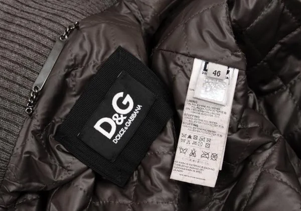 ディーアンドジーD&G ポケットデザインキルトライニングラムレザーブルゾン 焦げ茶46 K-156292_016