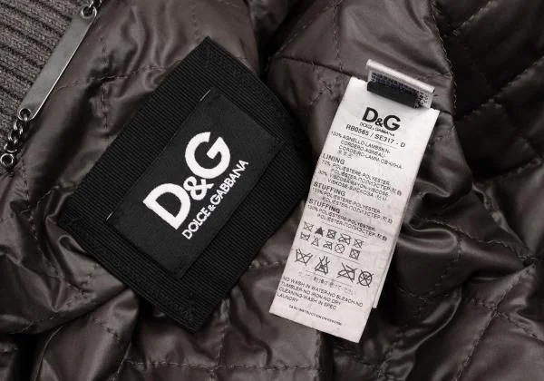 ディーアンドジーD&G ポケットデザインキルトライニングラムレザーブルゾン 焦げ茶46 K-156292_017