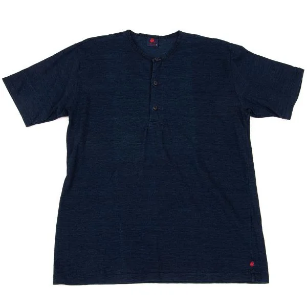 R by 45rpm Indigo Dyed Henley-neck T-shirt Navy 0 K-156373_001