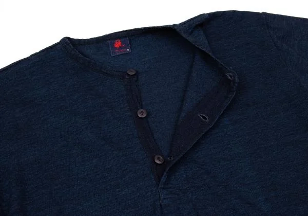 R by 45rpm Indigo Dyed Henley-neck T-shirt K-156373_005