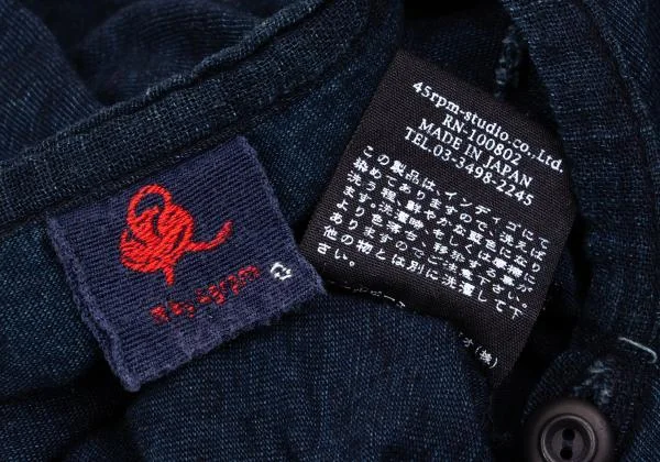 R by 45rpm Indigo Dyed Henley-neck T-shirt K-156373_013
