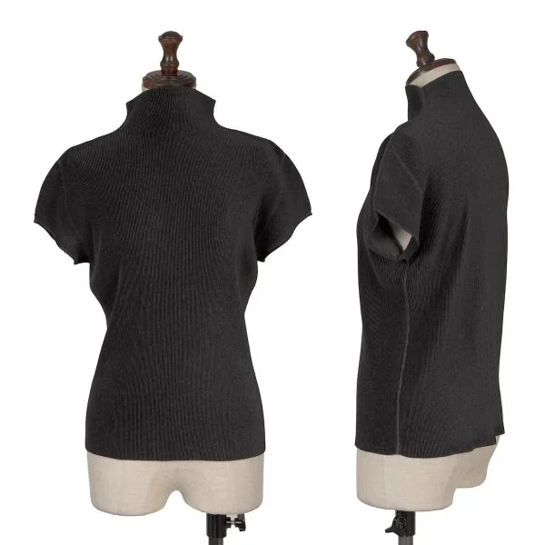 PLEATS PLEASE Printed Mist Pleats Turtle Neck T Shirt Black 3 K-156472_001