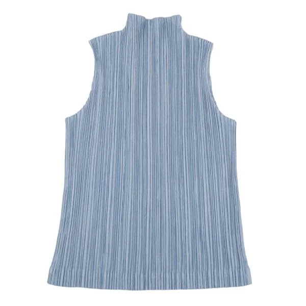 プリーツプリーズPLEATS PLEASE 光沢プリーツノースリーブ 水色3