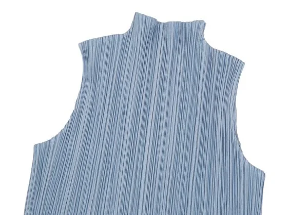 数量は多い  プリーツプリーズPLEATS PLEASE 光沢プリーツノースリーブ 水色3 トップス