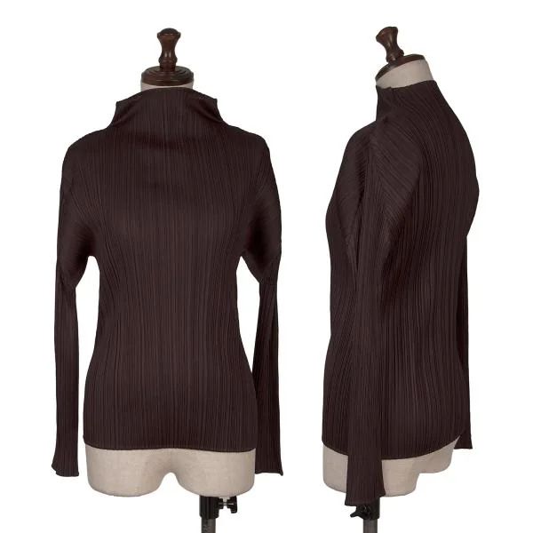 プリーツプリーズPLEATS PLEASE プリーツハイネックカットソー ボルドー3 K-156518_001