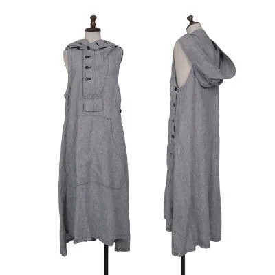 Y's Glen checker Hoodie Linen Dress