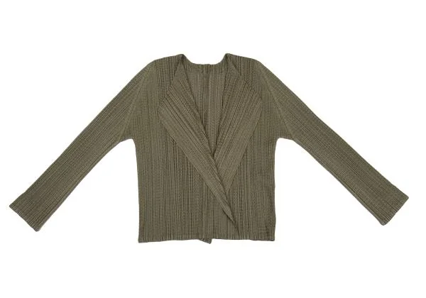 PLEATS PLEASE Zigzag Mesh Pleated Buttonless Cardigan K-156613_002