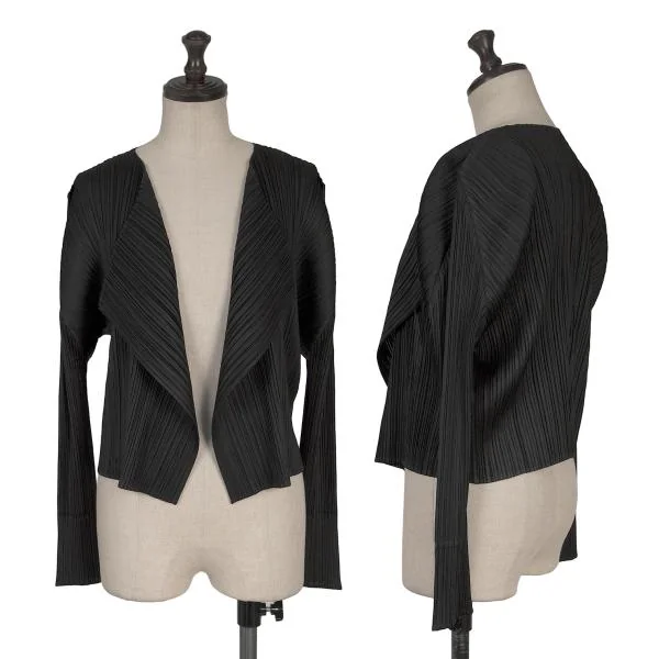PLEATS PLEASE Buttonless Cardigan Black 3 K-156630_001