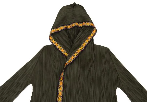 PLEATS PLEASE Embroidered Taping Design Hooded Buttonless Jacket K-156657_003