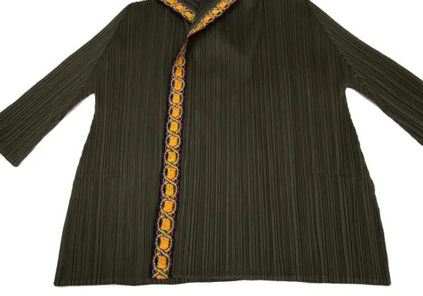 PLEATS PLEASE Embroidered Taping Design Hooded Buttonless Jacket K-156657_007
