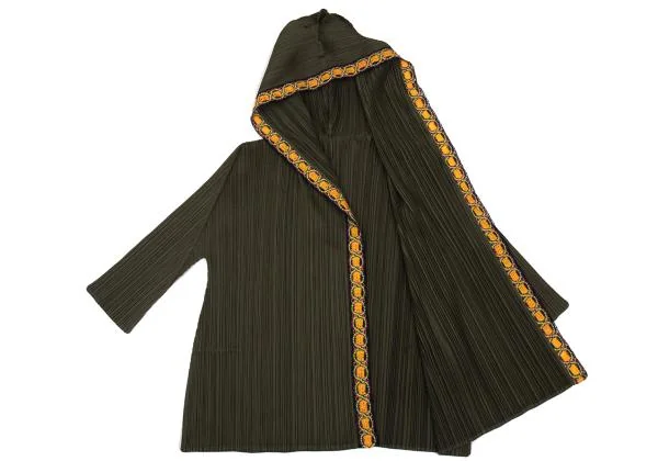PLEATS PLEASE Embroidered Taping Design Hooded Buttonless Jacket K-156657_009