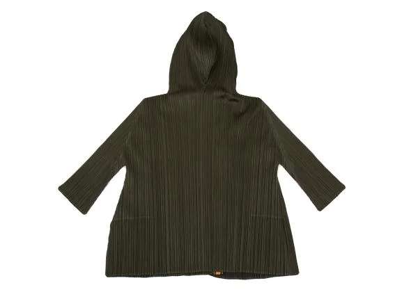 PLEATS PLEASE Embroidered Taping Design Hooded Buttonless Jacket K-156657_011