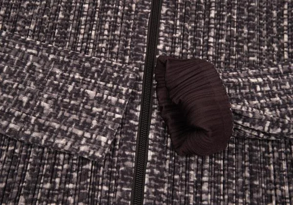 プリーツプリーズPLEATS PLEASE ファー着脱ファブリックプリントジップジャケット 紫他4 K-156670_009