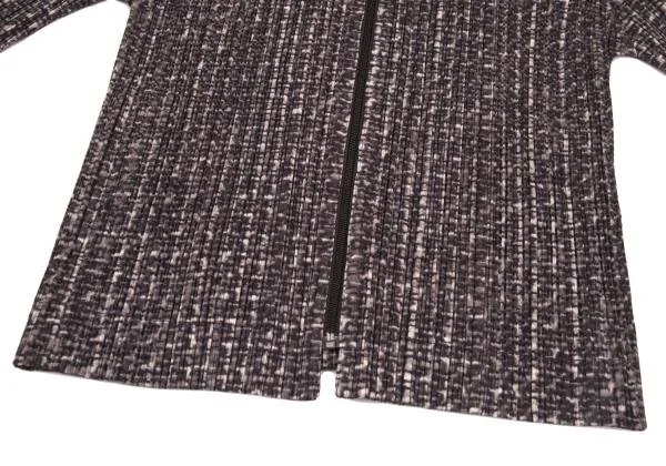 プリーツプリーズPLEATS PLEASE ファー着脱ファブリックプリントジップジャケット 紫他4 K-156670_010