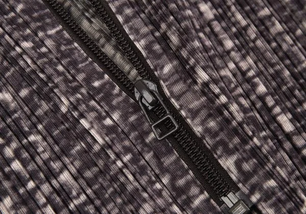 プリーツプリーズPLEATS PLEASE ファー着脱ファブリックプリントジップジャケット 紫他4 K-156670_011