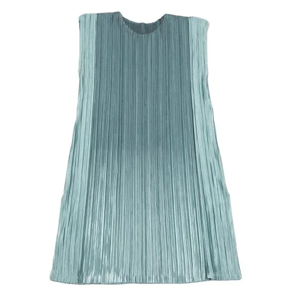 プリーツプリーズPLEATS PLEASE 光沢プリーツサイドスリットノースリーブチュニック 水色3 K-156680_002