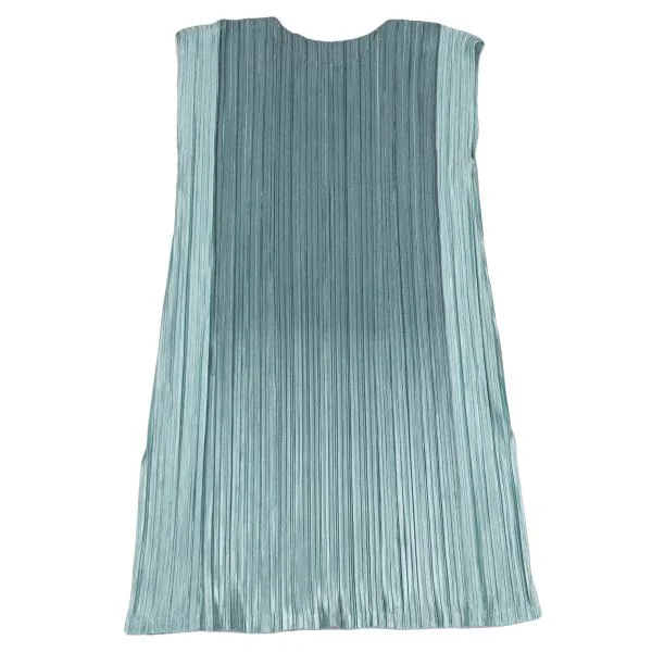 プリーツプリーズPLEATS PLEASE 光沢プリーツサイドスリットノースリーブチュニック 水色3 K-156680_008