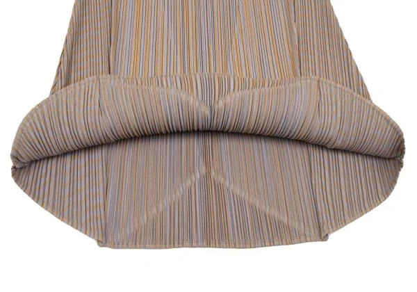 プリーツプリーズPLEATS PLEASE ストライプジャガード切替ノースリーブチュニック グレー黄3 K-156689_007