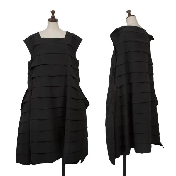 COMME des GARCONS Wool Cut-off Sleeveless Tiered Dress Black S K-156695_001
