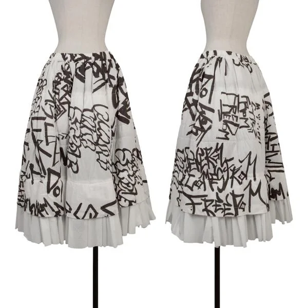 COMME des GARCONS Multiple Hem Lettering Print Voluminous Skirt White,Black S K-156700_001