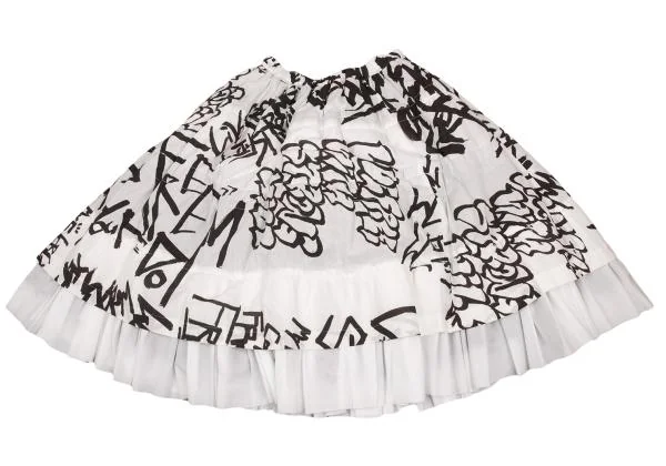 COMME des GARCONS Multiple Hem Lettering Print Voluminous Skirt K-156700_002