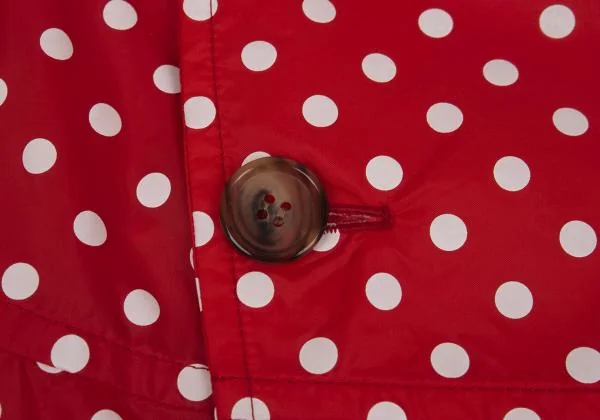 新品!コムデギャルソン ガールCOMME des GARCONS GIRL ドットプリントナイロンラウンドカラーダブルコート 赤白S K-156707_006