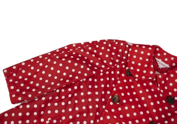 新品!コムデギャルソン ガールCOMME des GARCONS GIRL ドットプリントナイロンラウンドカラーダブルコート 赤白S K-156707_007