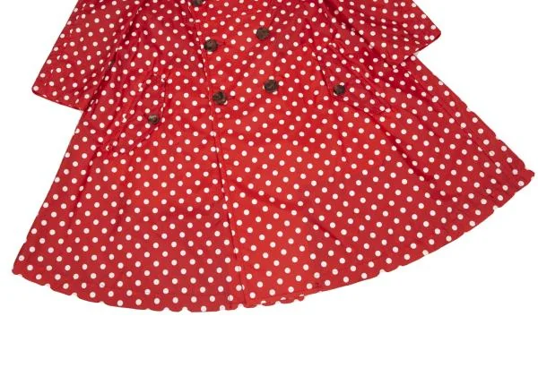 新品!コムデギャルソン ガールCOMME des GARCONS GIRL ドットプリントナイロンラウンドカラーダブルコート 赤白S K-156707_009