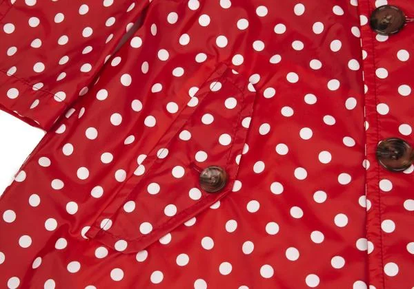 新品!コムデギャルソン ガールCOMME des GARCONS GIRL ドットプリントナイロンラウンドカラーダブルコート 赤白S K-156707_010