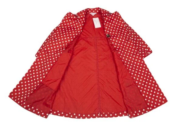 新品!コムデギャルソン ガールCOMME des GARCONS GIRL ドットプリントナイロンラウンドカラーダブルコート 赤白S K-156707_013
