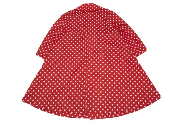新品!コムデギャルソン ガールCOMME des GARCONS GIRL ドットプリントナイロンラウンドカラーダブルコート 赤白S K-156707_014