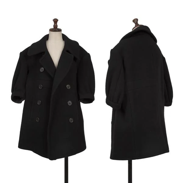 Yohji Yamamoto FEMME Wool Short Sleeves Coat Black 2 K-156723_001