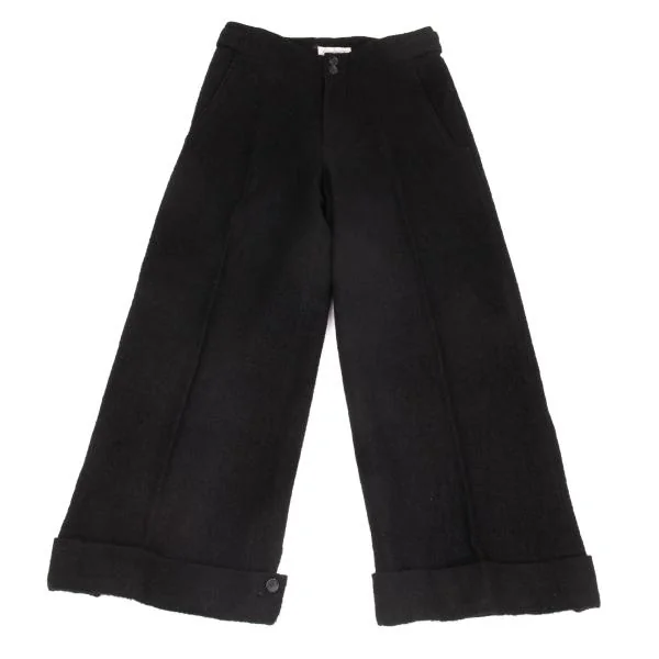 ヨウジヤマモト ファムYohji Yamamoto FEMME ウール裾着脱ワイドパンツ 黒1 K-156724_001