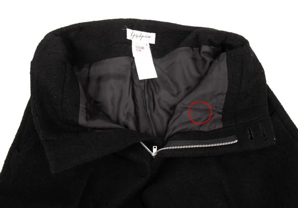 ヨウジヤマモト ファムYohji Yamamoto FEMME ウール裾着脱ワイドパンツ 黒1 K-156724_005