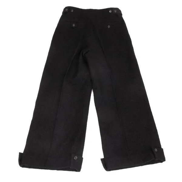 ヨウジヤマモト ファムYohji Yamamoto FEMME ウール裾着脱ワイドパンツ 黒1 K-156724_012