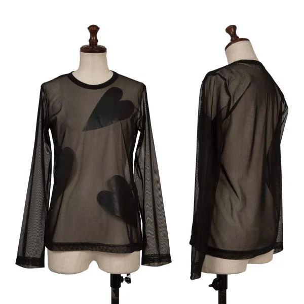 COMME des GARCONS Mesh Heart Printed T Shirt Black SS K-156737_001