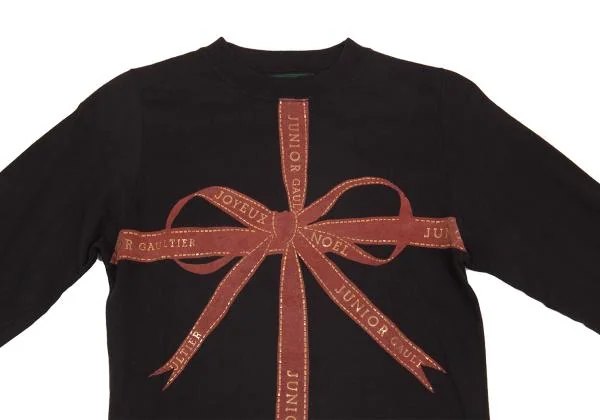 JUNIOR GAULTIER Ribbon Logo Printed T Shirt K-156739_003