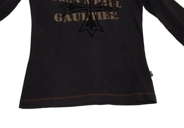 Jean's Paul GAULTIER Cross Flocked Logo Print Stretch T Shirt K-156740_013