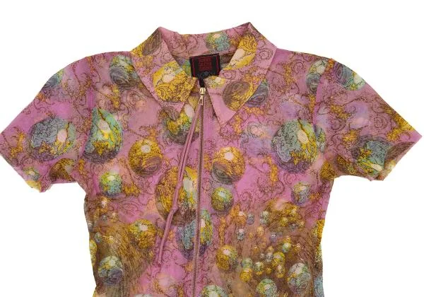 Jean Paul GAULTIER CLASSIQUE Sphere Marble Printed Zip Mesh Shirt K-156743_003