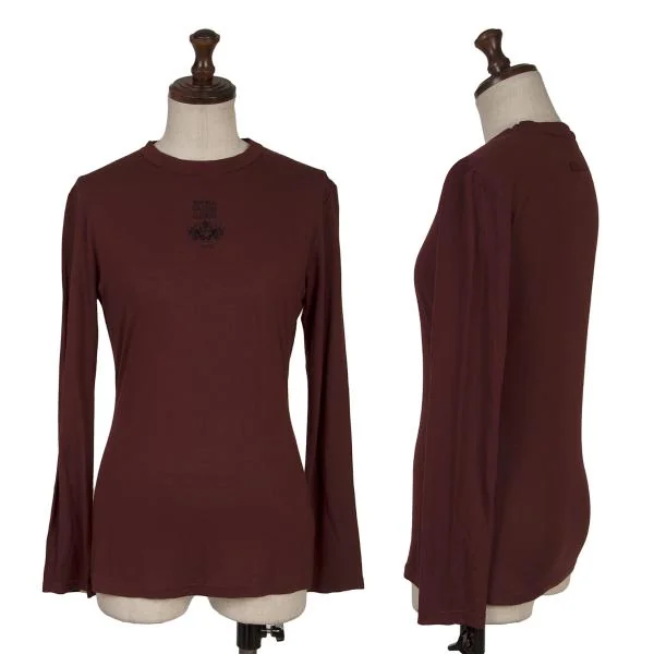 Jean Paul GAULTIER CLASSIQUE Flocked One-point Logo T Shirt Bordeaux 40 K-156744_001