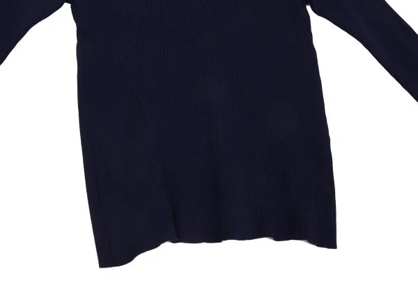 ジャンポールゴルチエクラシックJean Paul GAULTIER CLASSIQUE ウールケーブルニット切替リブカットソー 紺40 K-156746_008