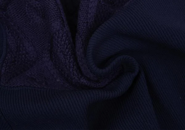 ジャンポールゴルチエクラシックJean Paul GAULTIER CLASSIQUE ウールケーブルニット切替リブカットソー 紺40 K-156746_012