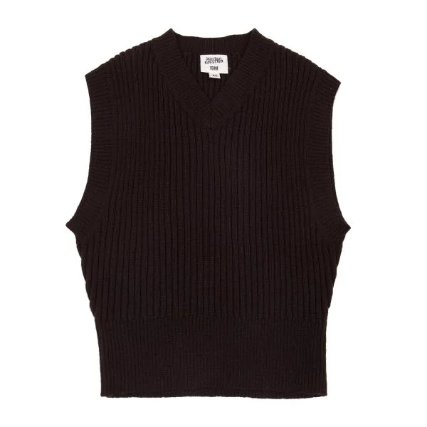Jean Paul GAULTIER FEMME Wool Low Gauge V Neck Mini Knit Vest K-156748_002