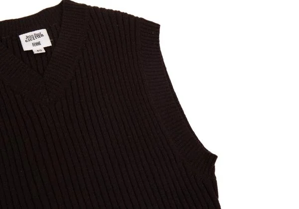 Jean Paul GAULTIER FEMME Wool Low Gauge V Neck Mini Knit Vest K-156748_005