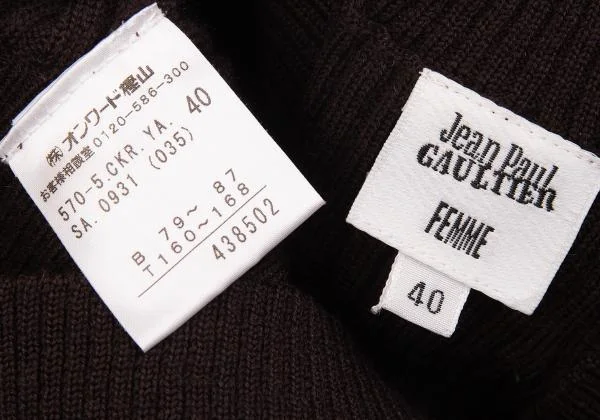 Jean Paul GAULTIER FEMME Wool Low Gauge V Neck Mini Knit Vest K-156748_011